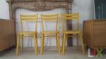 Set of 3 Curved Wood chairs.. | YELLOW